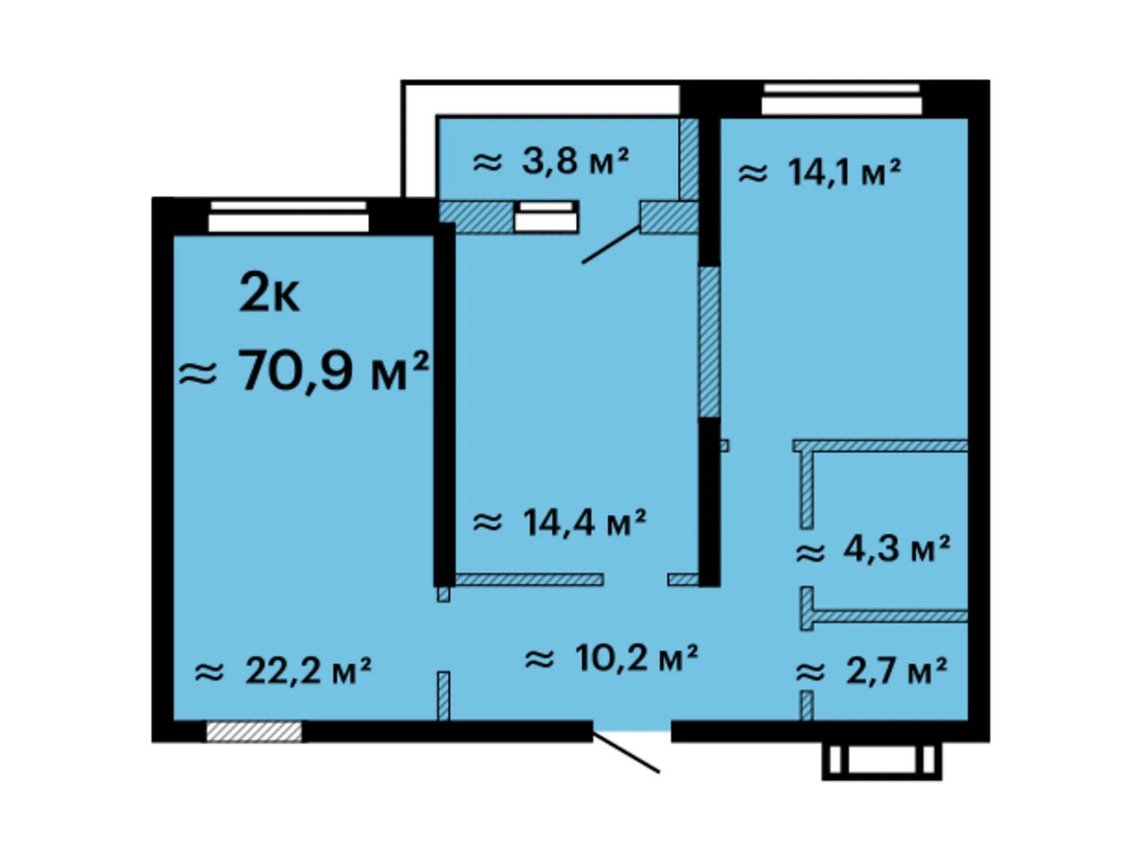 Продается 2-комнатная квартира 70.9 кв. м в Одессе, просп. Гагарина, 9 - фото 1