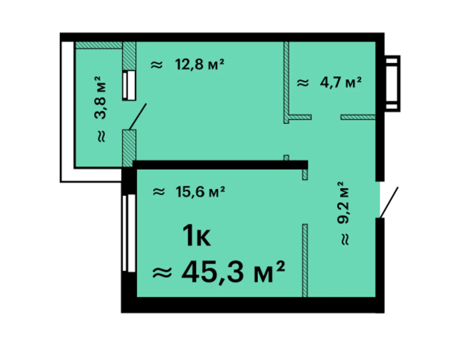 Продается 1-комнатная квартира 45.3 кв. м в Одессе, просп. Гагарина, 9