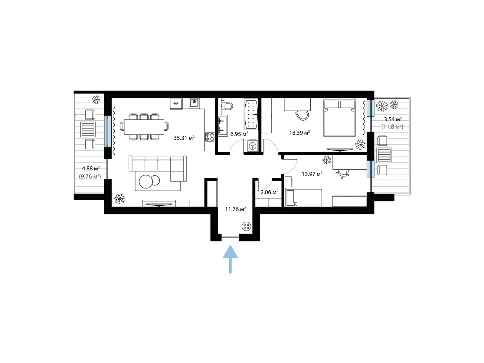 Продается 2-комнатная квартира 96.86 кв. м в Тячеве, ул. Олега Куцина, 30 - фото 1