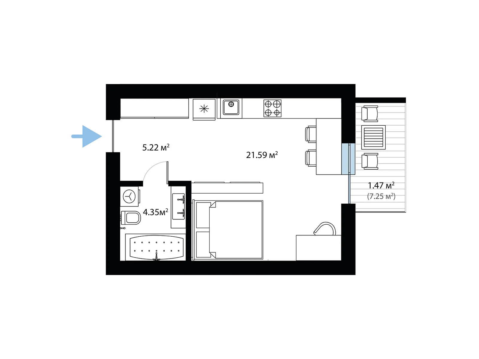 Продается 1-комнатная квартира 32.63 кв. м в Тячеве, ул. Олега Куцина, 30 - фото 1