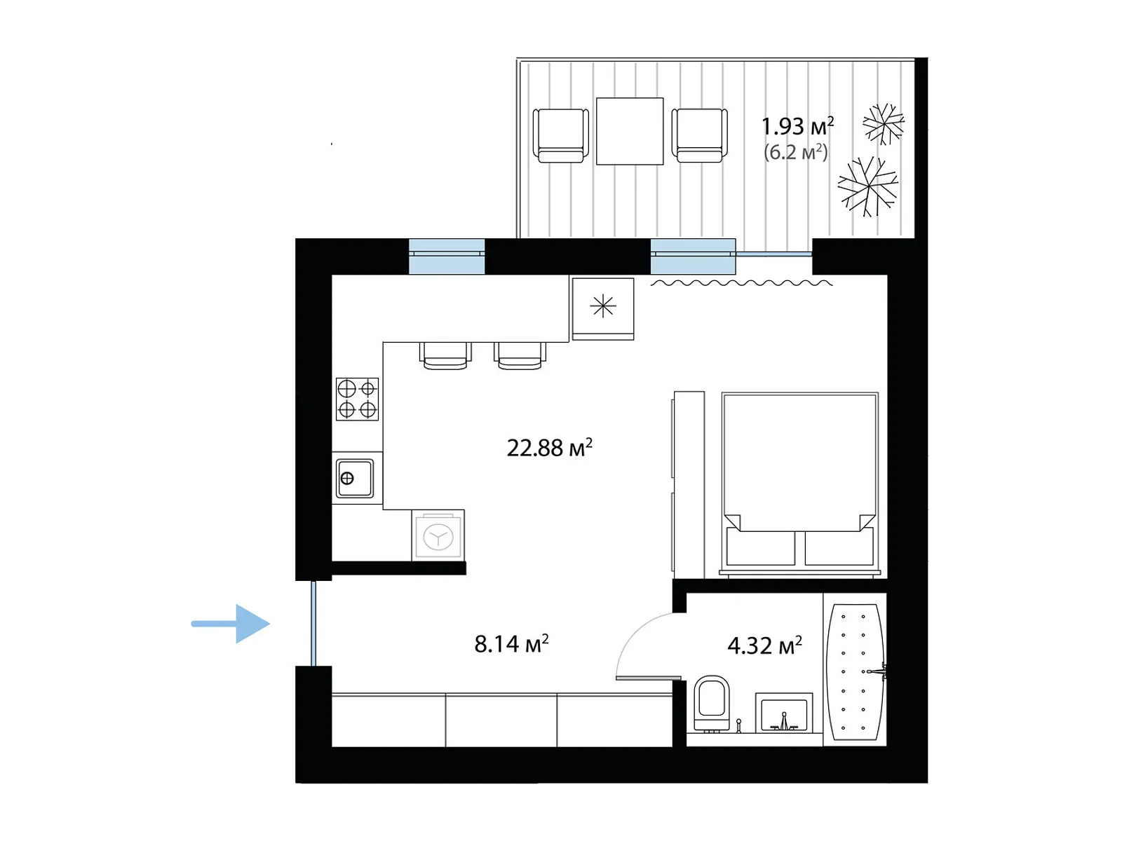 Продается 1-комнатная квартира 37.28 кв. м в Тячеве, ул. Олега Куцина, 30