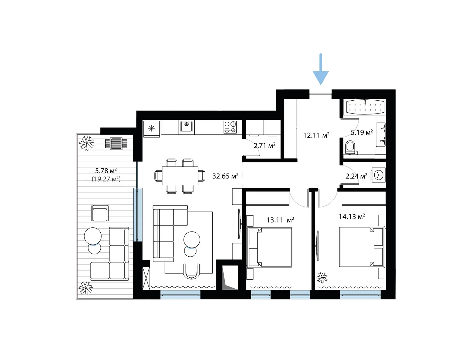 Продается 2-комнатная квартира 85.21 кв. м в Тячеве, ул. Олега Куцина, 30