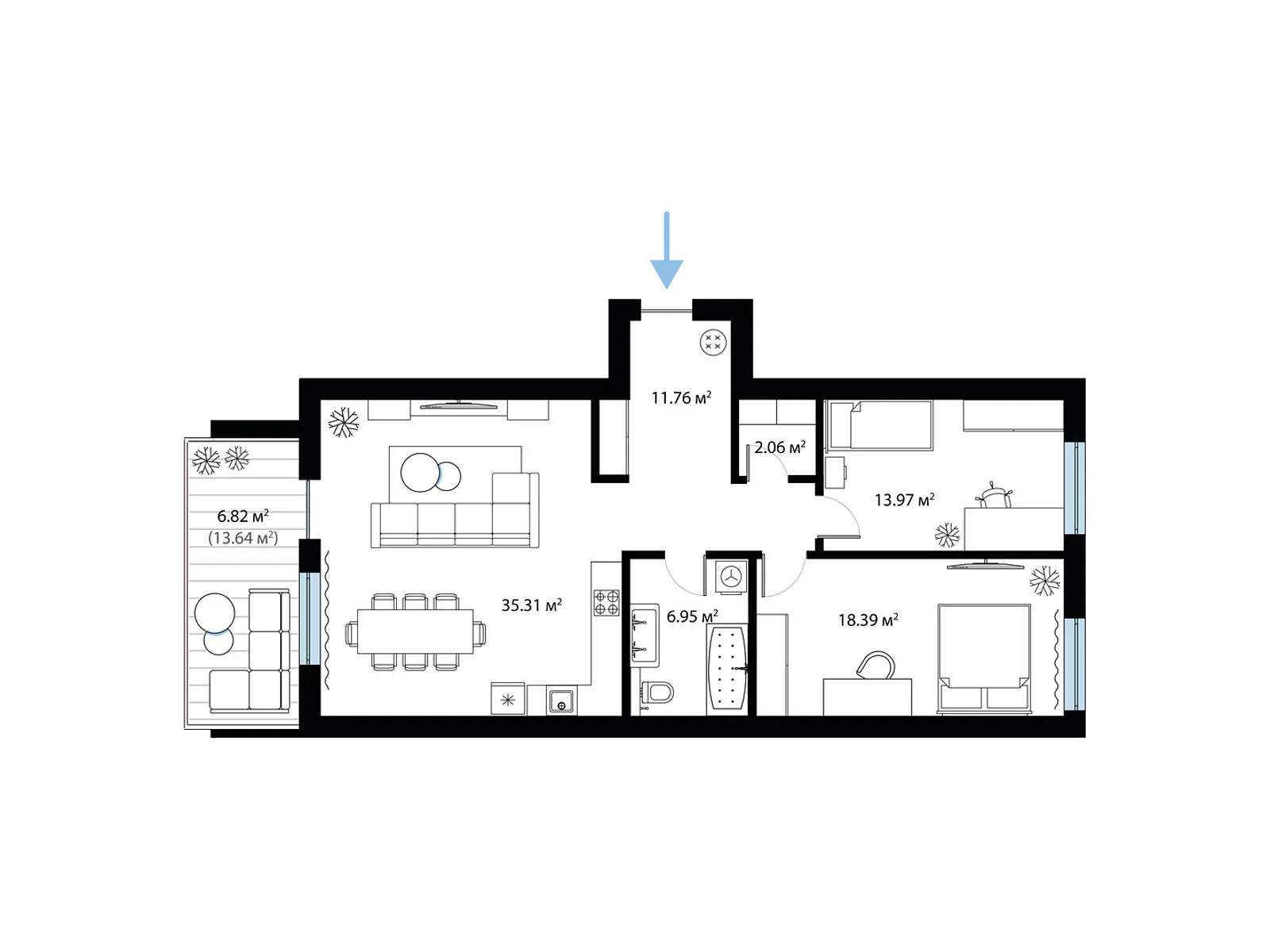 Продается 2-комнатная квартира 95.26 кв. м в Тячеве, цена: 105262 $