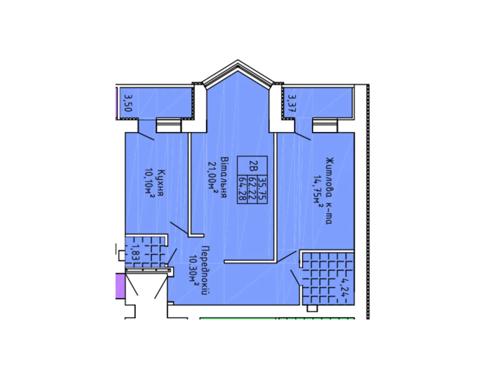 Продается 2-комнатная квартира 64.9 кв. м в Верховине, ул. Жабьевская - фото 1