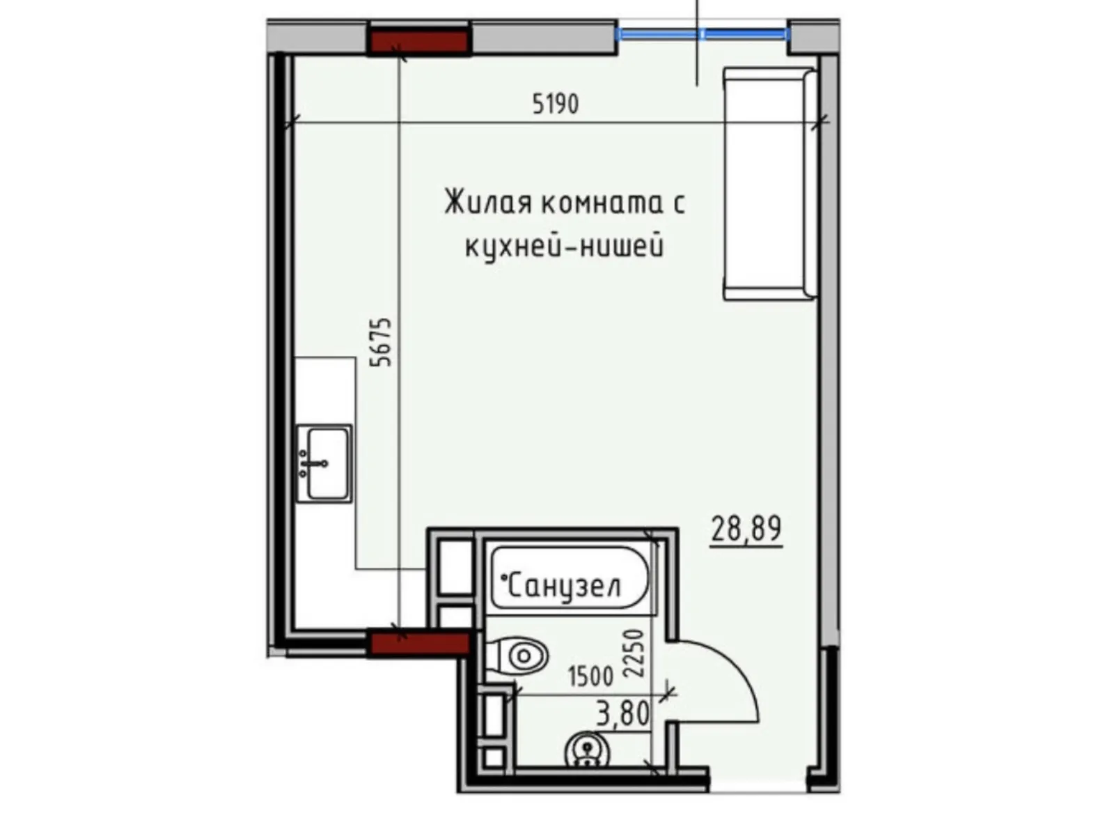 Продается 1-комнатная квартира 33 кв. м в Одессе, ул. Радостная, 29