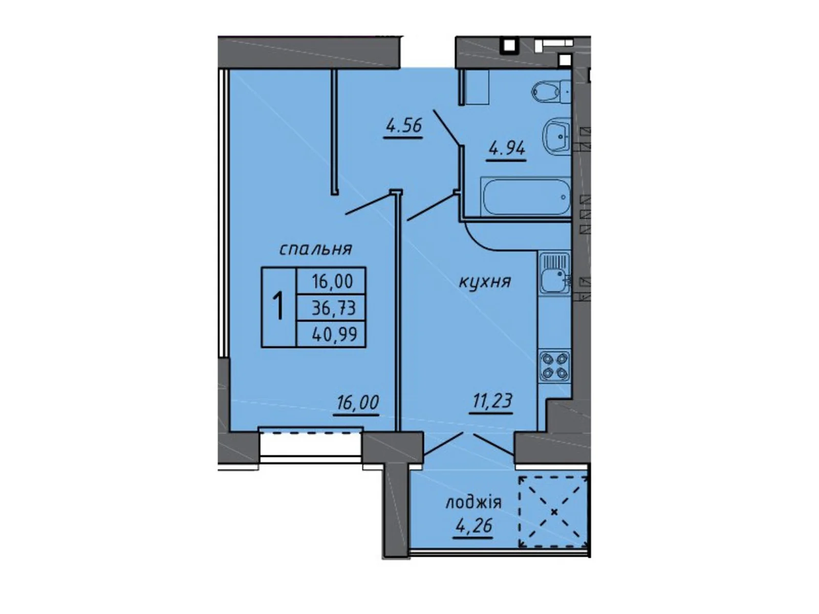 Продается 1-комнатная квартира 40.99 кв. м в Байковцах, цена: 21113 $