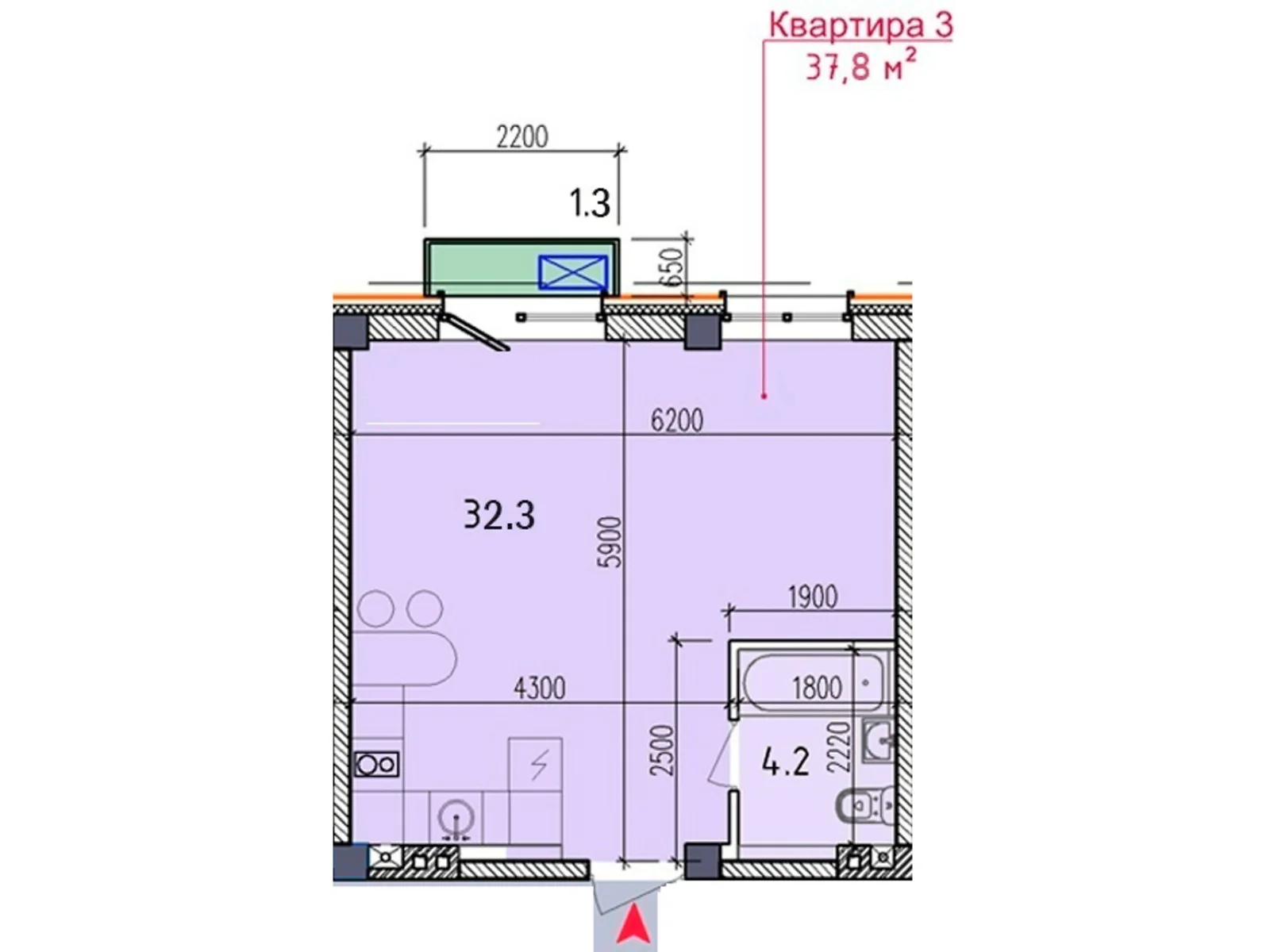 Продается 1-комнатная квартира 37.8 кв. м в Николаеве, цена: 35286 $