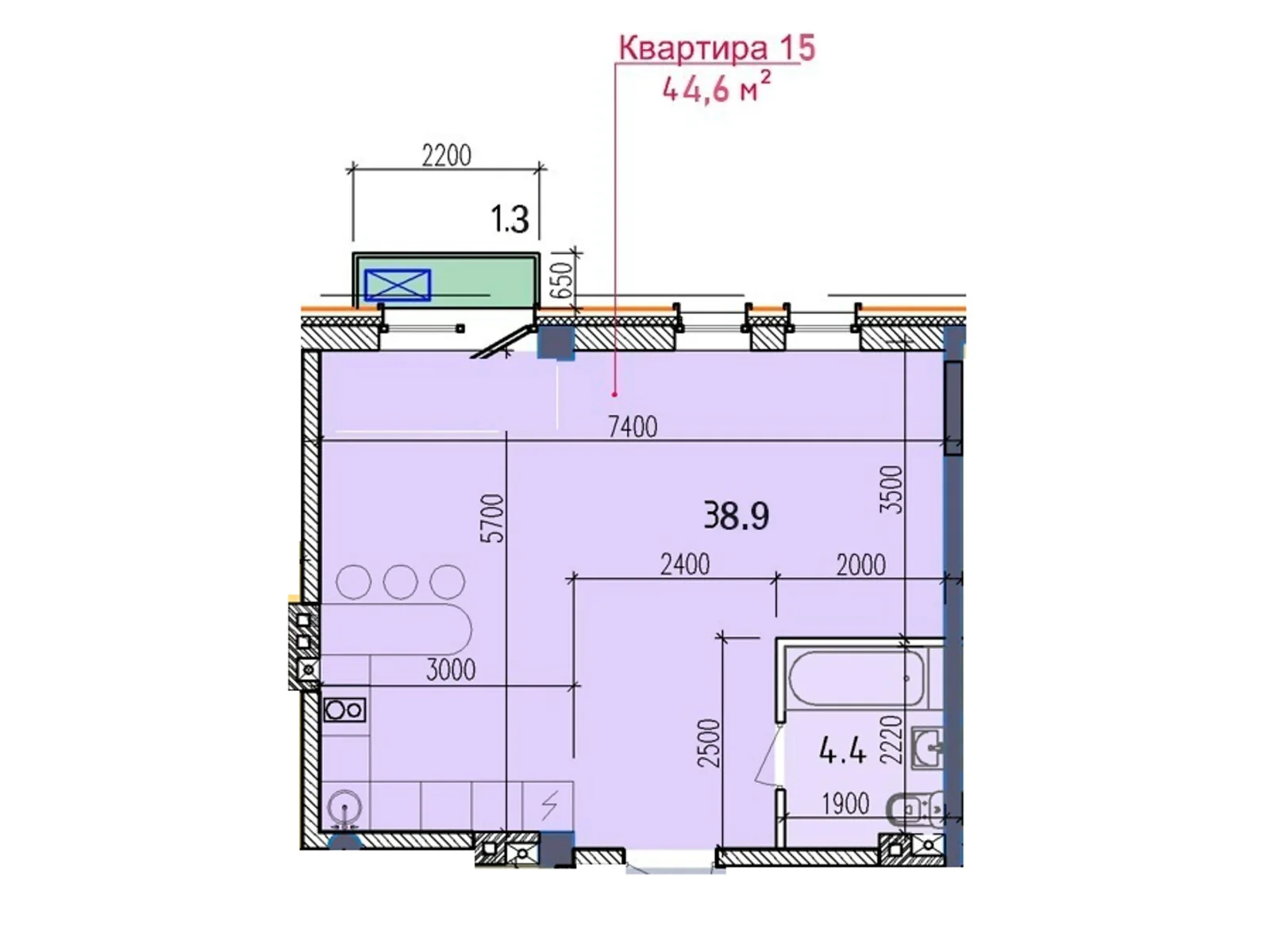 Продается 1-комнатная квартира 44.6 кв. м в Николаеве, просп. Центральный, 92