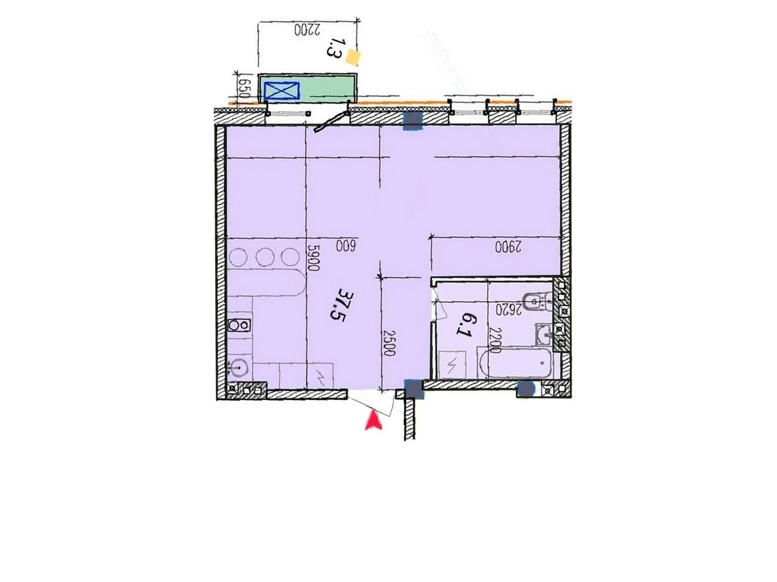 Продается 1-комнатная квартира 44.9 кв. м в Николаеве, цена: 45526 $