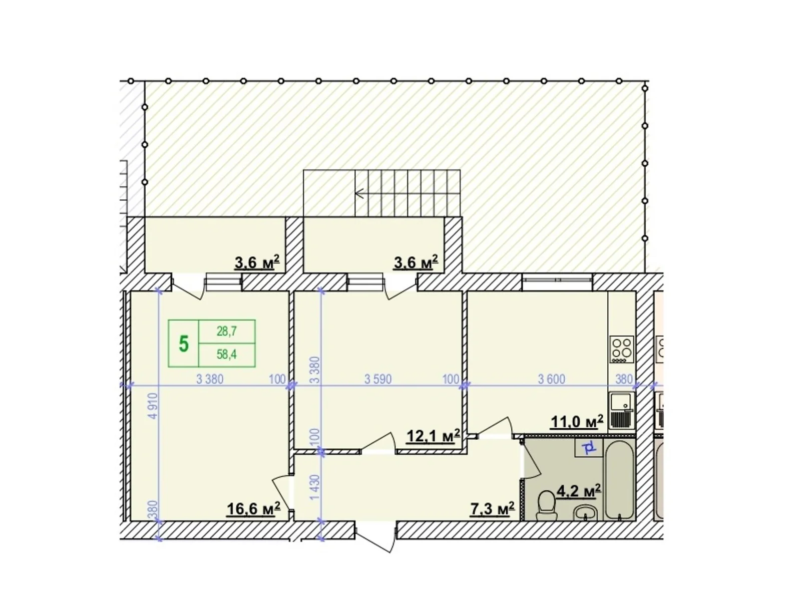 Продается 2-комнатная квартира 58.4 кв. м в Луке-Мелешковской, цена: 38000 $