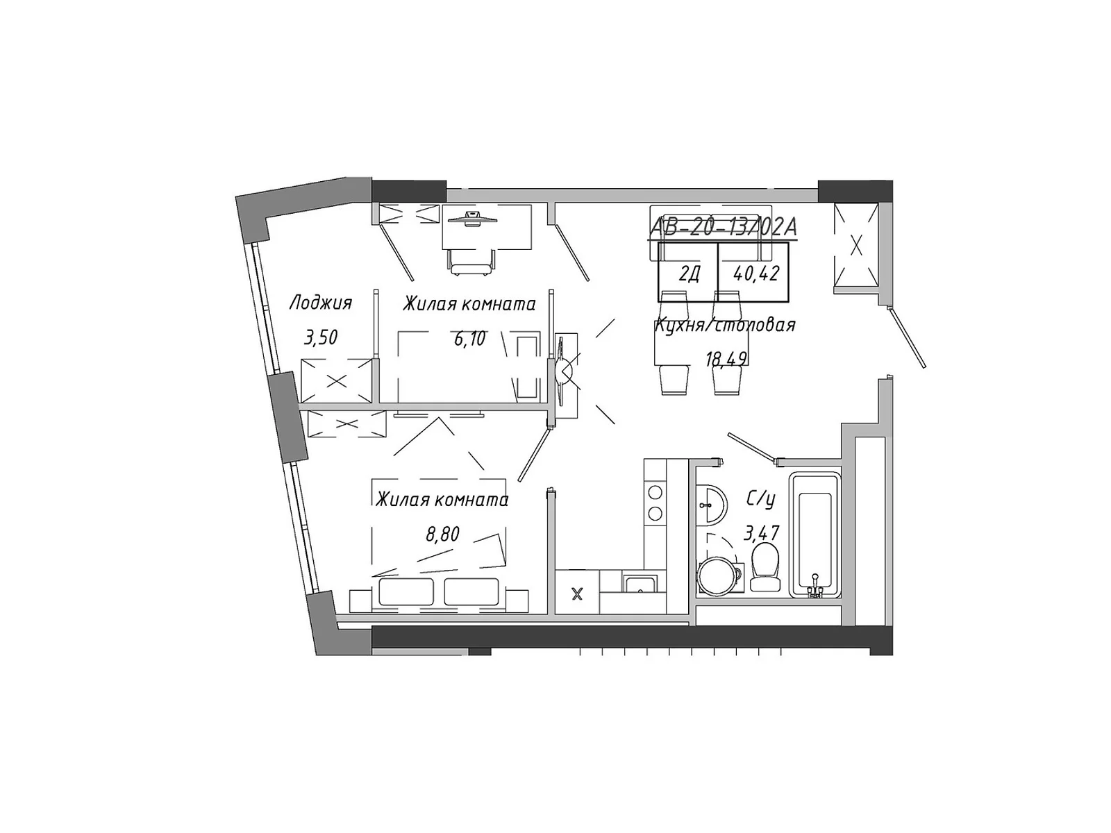 Продается 2-комнатная квартира 40.42 кв. м в Авангарде, цена: 30719 $ - фото 1