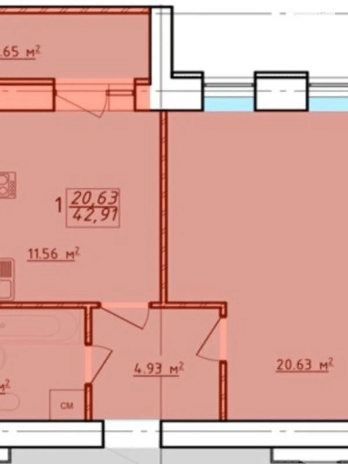 Продається 1-кімнатна квартира 43 кв. м у Харкові, цена: 34000 $