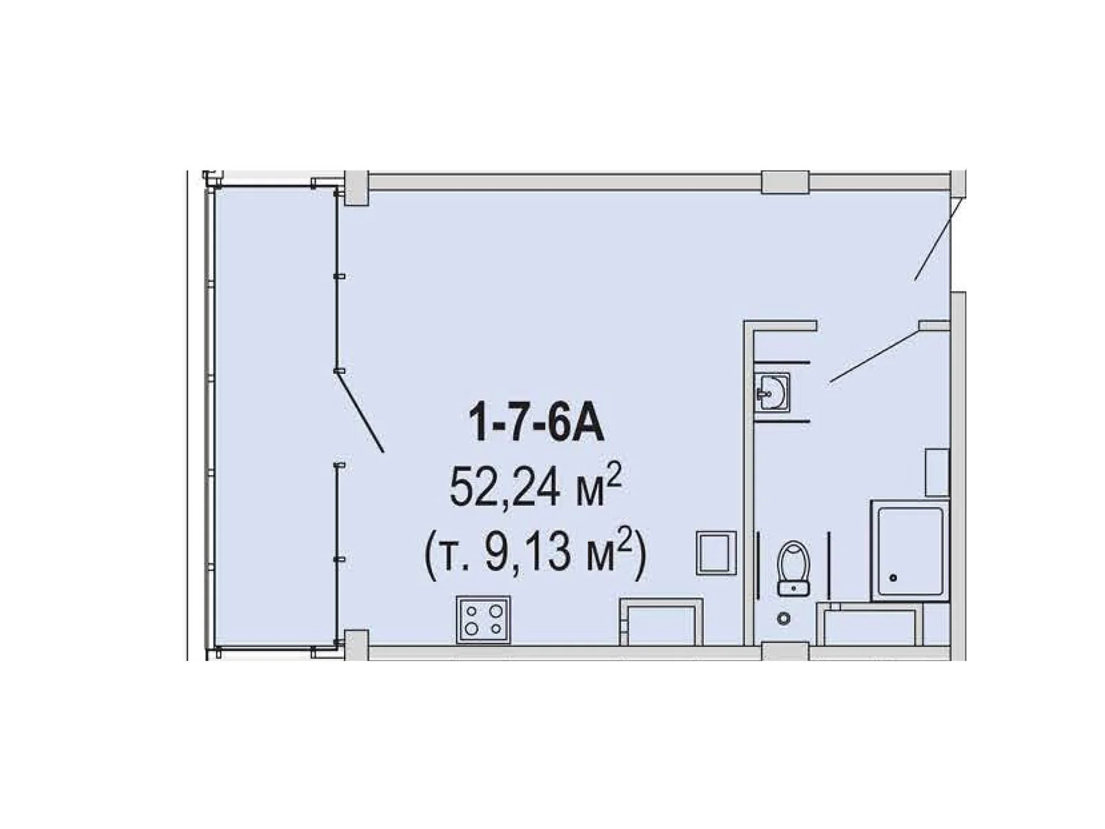 Продается 2-комнатная квартира 52.24 кв. м в Днепре, ул. Овражная, 15 - фото 1