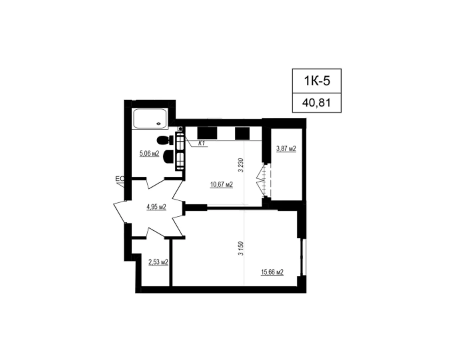 Продается 1-комнатная квартира 40.81 кв. м в Софиевской Борщаговке, ул. Яблоневая, 3А