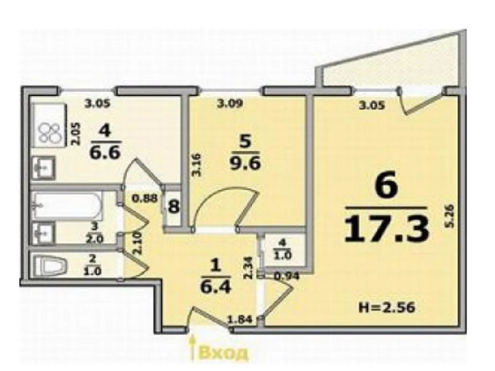 Продается 2-комнатная квартира 47 кв. м в Харькове, цена: 47000 $