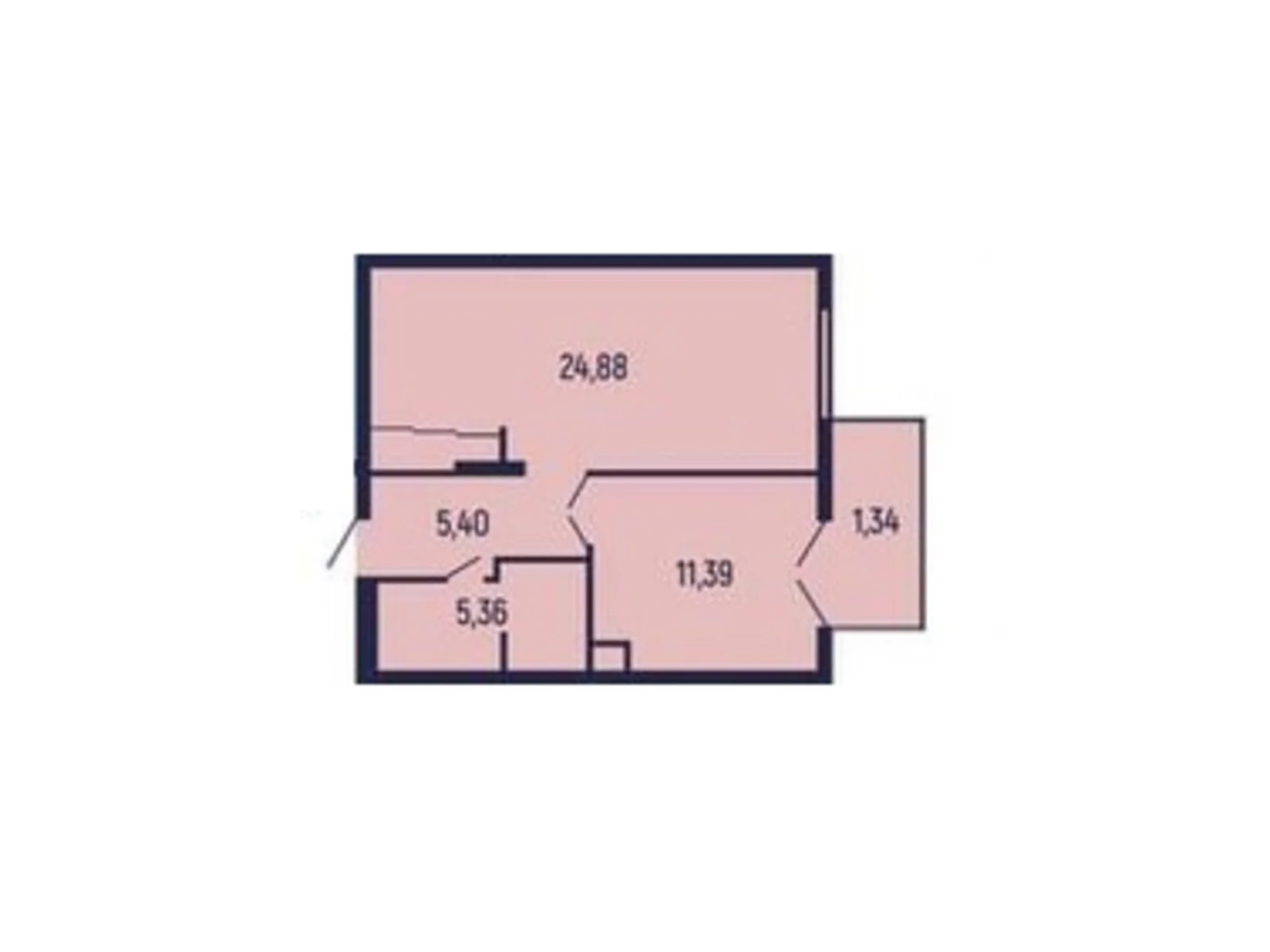 Продается 1-комнатная квартира 48.37 кв. м в Мукачеве, ул. Ужгородская, 165А - фото 1