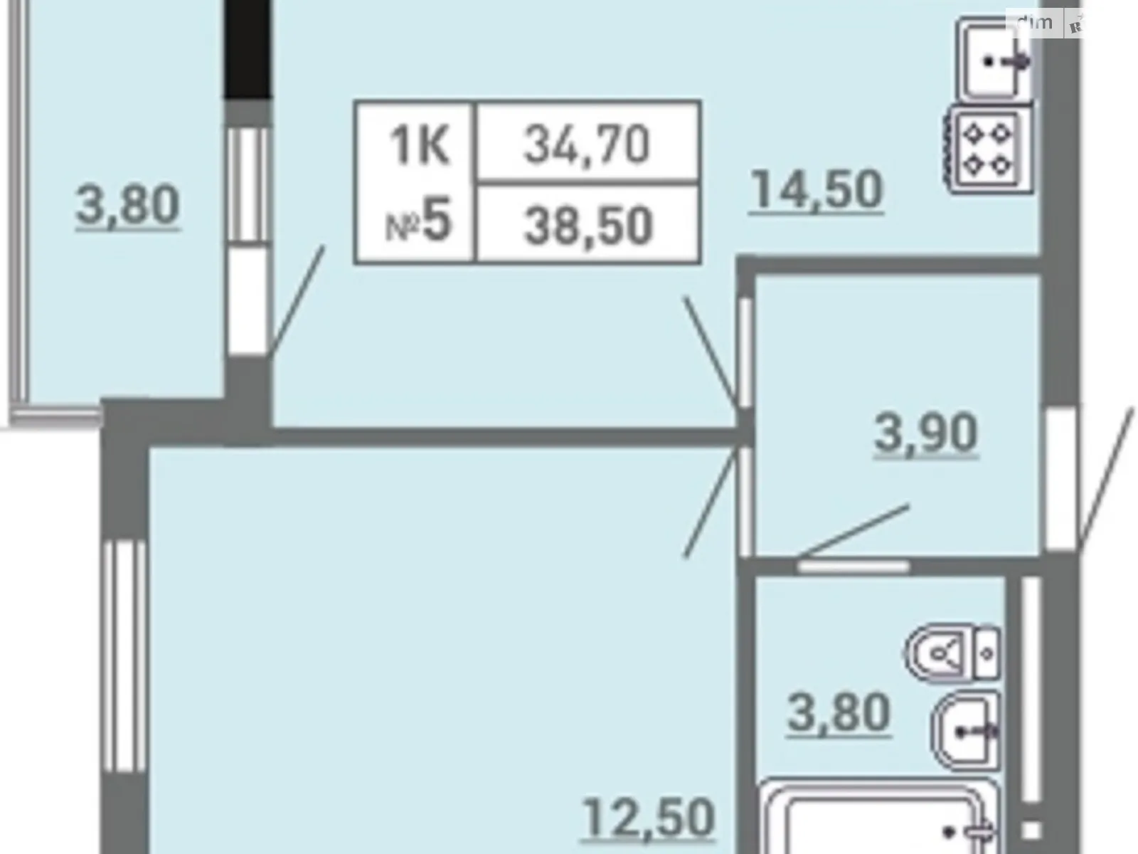 Продается 1-комнатная квартира 38.5 кв. м в Одессе, ул. Пишоновская