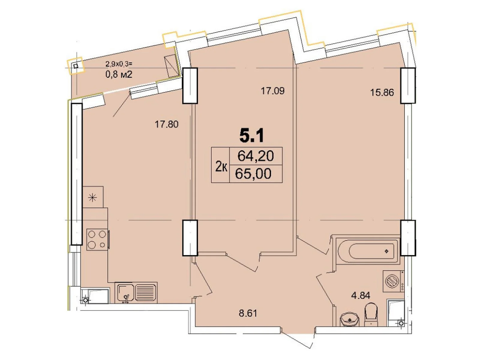 Продается 2-комнатная квартира 65.3 кв. м в Одессе, ул. Чубаевская, 1