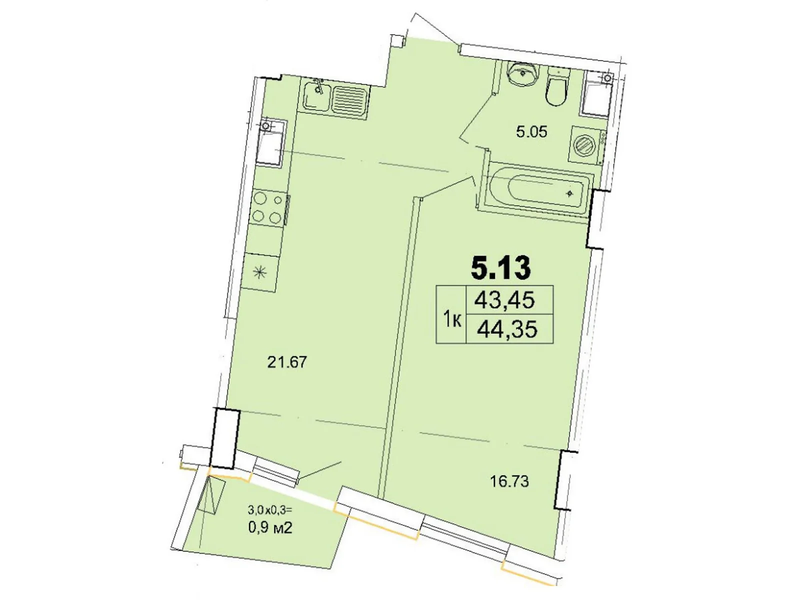 Продается 1-комнатная квартира 44.35 кв. м в Одессе, ул. Чубаевская, 1 - фото 1