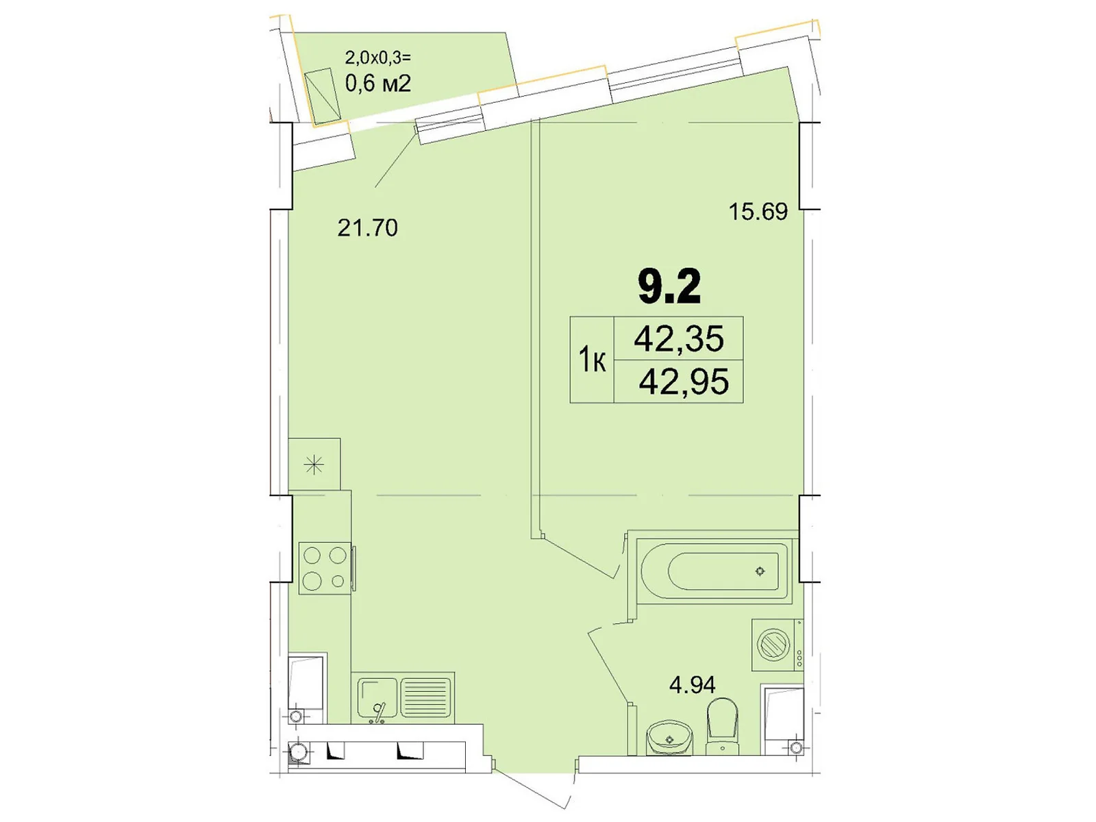 Продается 1-комнатная квартира 42.95 кв. м в Одессе, ул. Чубаевская, 1 - фото 1