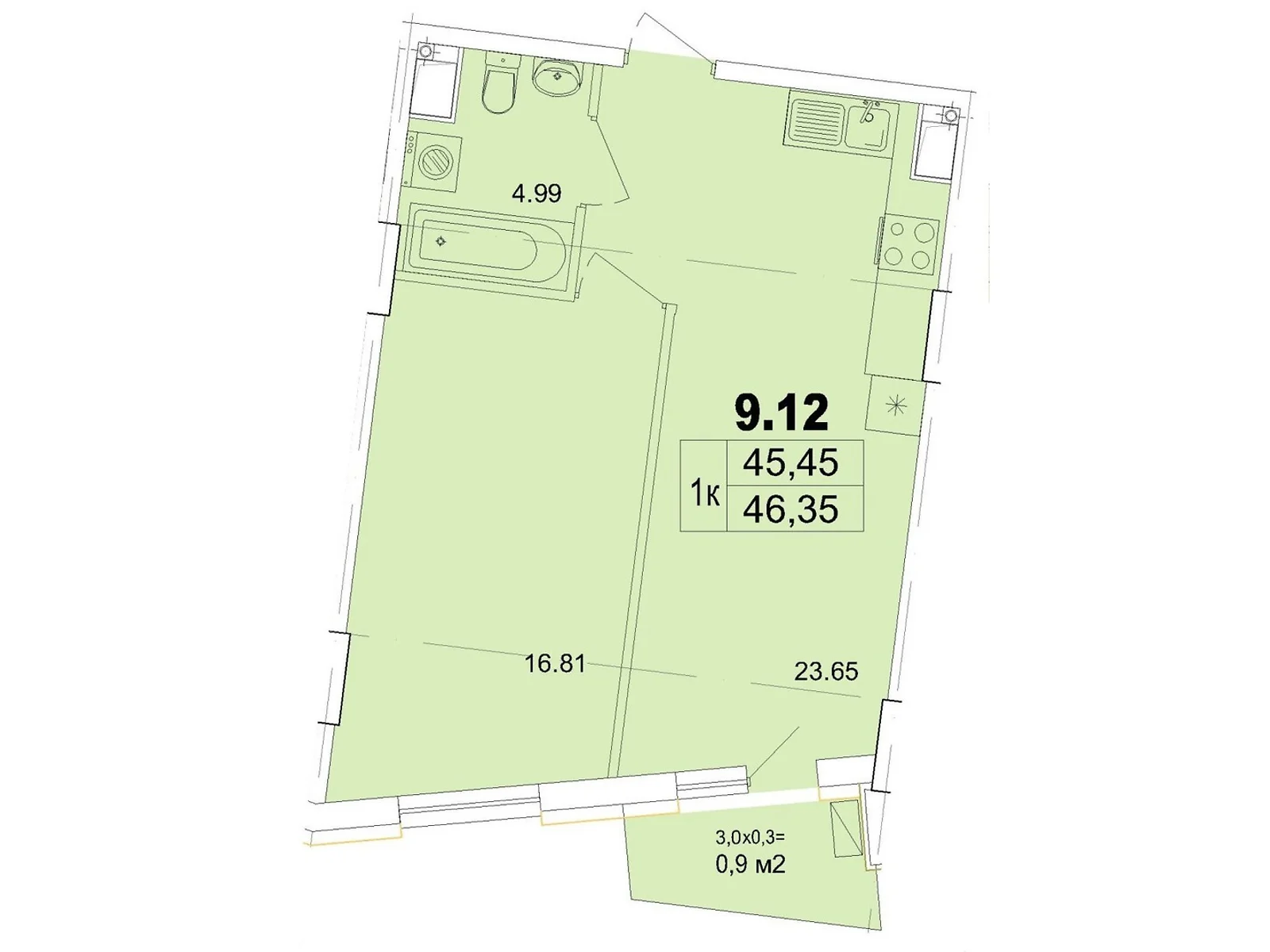 Продается 1-комнатная квартира 46.35 кв. м в Одессе, ул. Чубаевская, 1