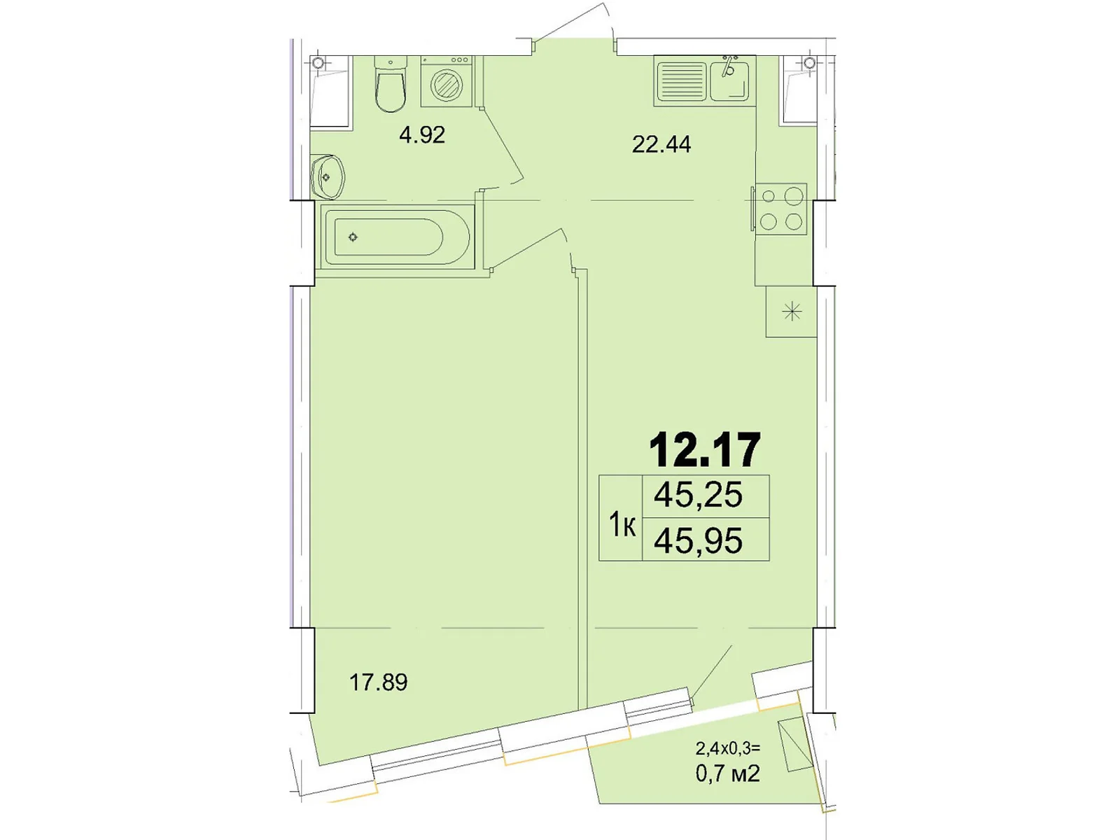 Продается 1-комнатная квартира 45.95 кв. м в Одессе, ул. Чубаевская, 1 - фото 1