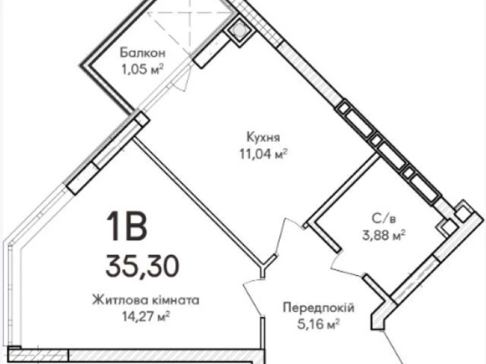 Продається 1-кімнатна квартира 35.3 кв. м у Ірпені, вул. Достоєвського, 1