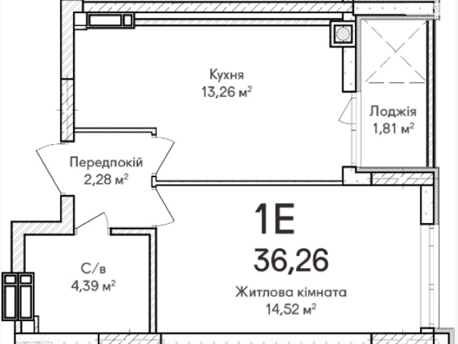 Продается 1-комнатная квартира 36.26 кв. м в Ирпене, ул. Достоевского, 1