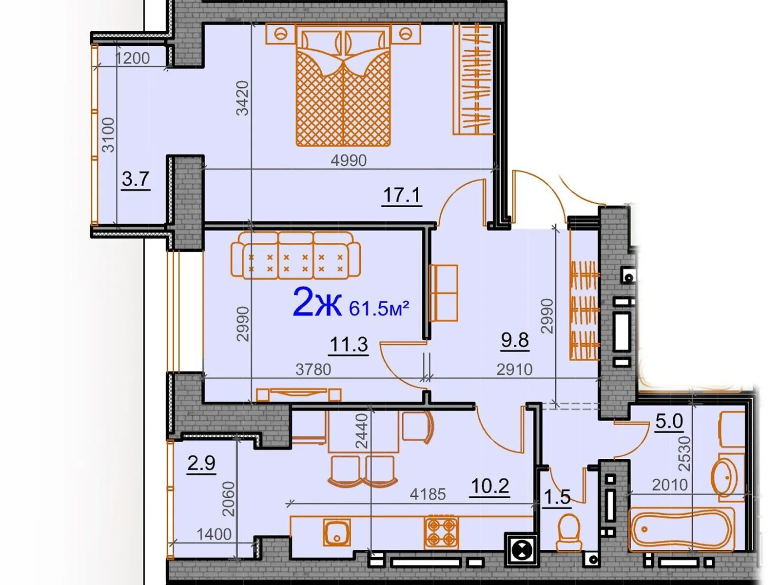 Продается 2-комнатная квартира 61.5 кв. м в Николаеве - фото 1