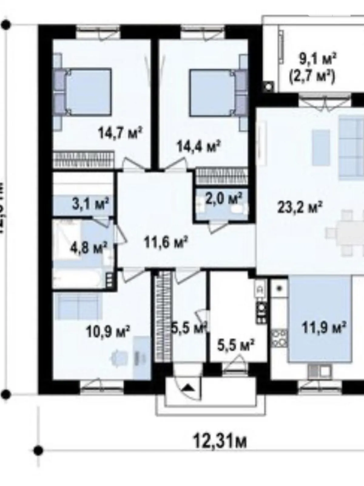 Продается одноэтажный дом 110 кв. м с баней/сауной, цена: 116000 $ - фото 1