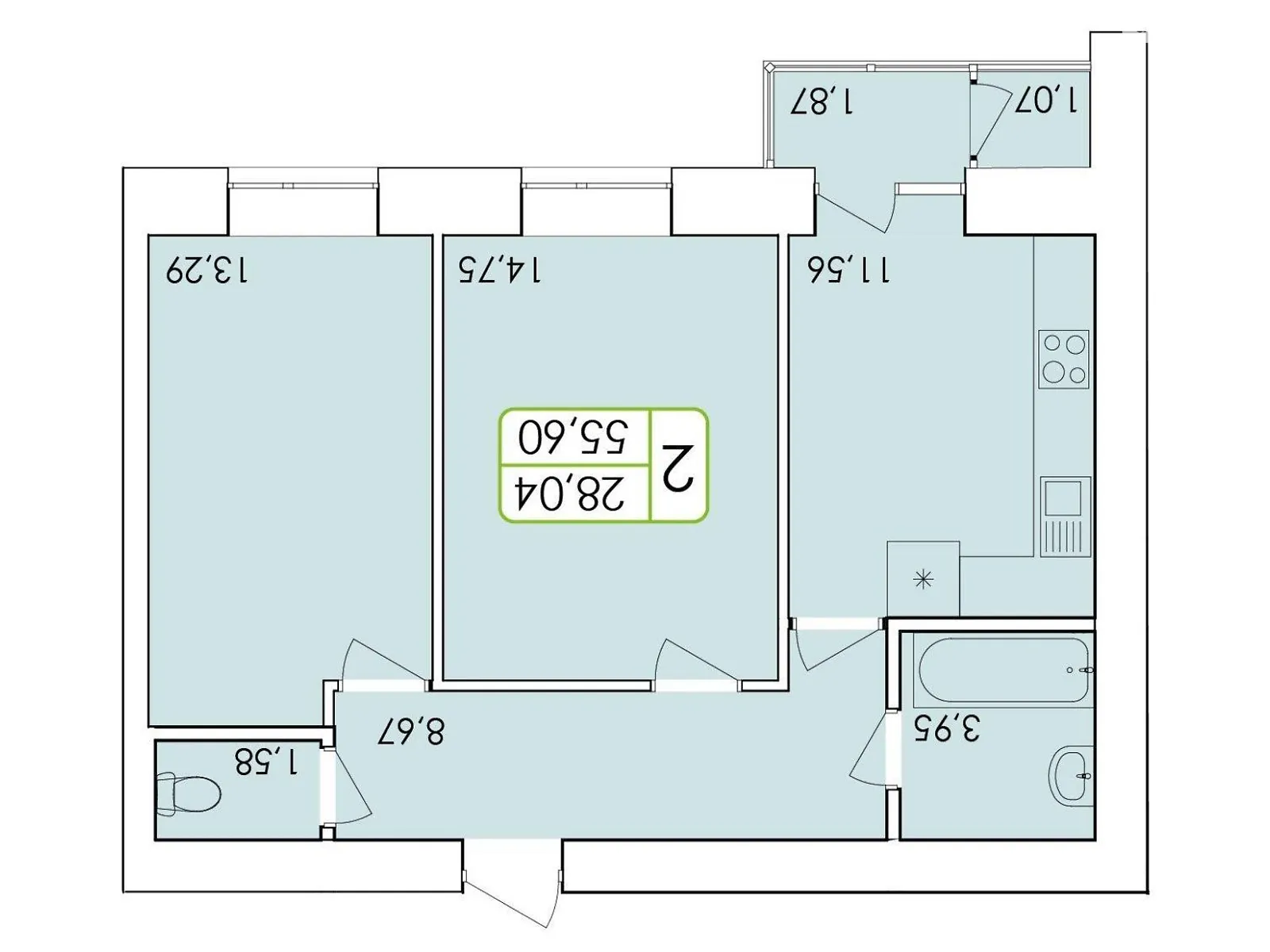 Продается 2-комнатная квартира 58 кв. м в Хмельницком, ул. Трудовая