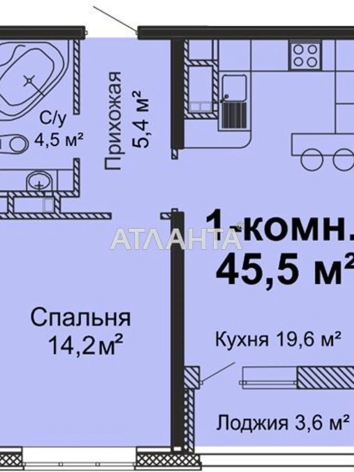 Продається 1-кімнатна квартира 47.4 кв. м у Одесі, цена: 42660 $ - фото 1