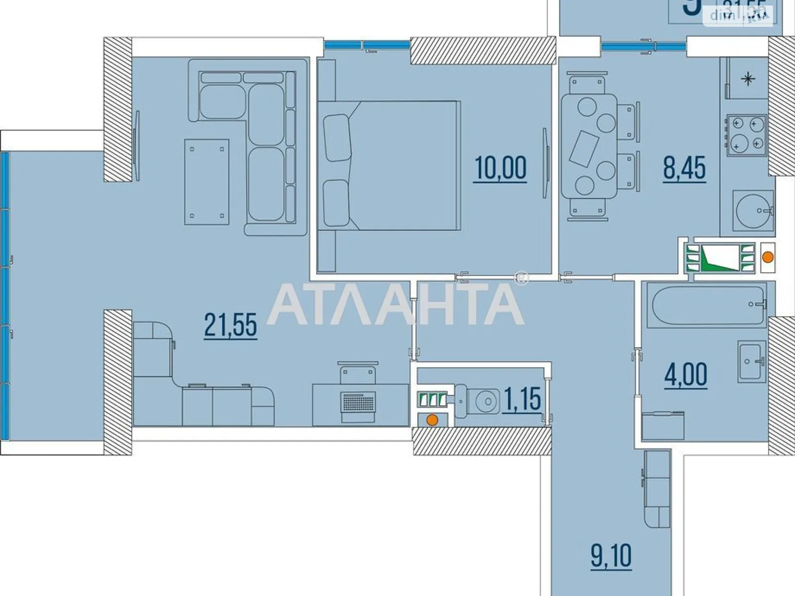 Продается 2-комнатная квартира 57.7 кв. м в Одессе, ул. Бугаевская - фото 1