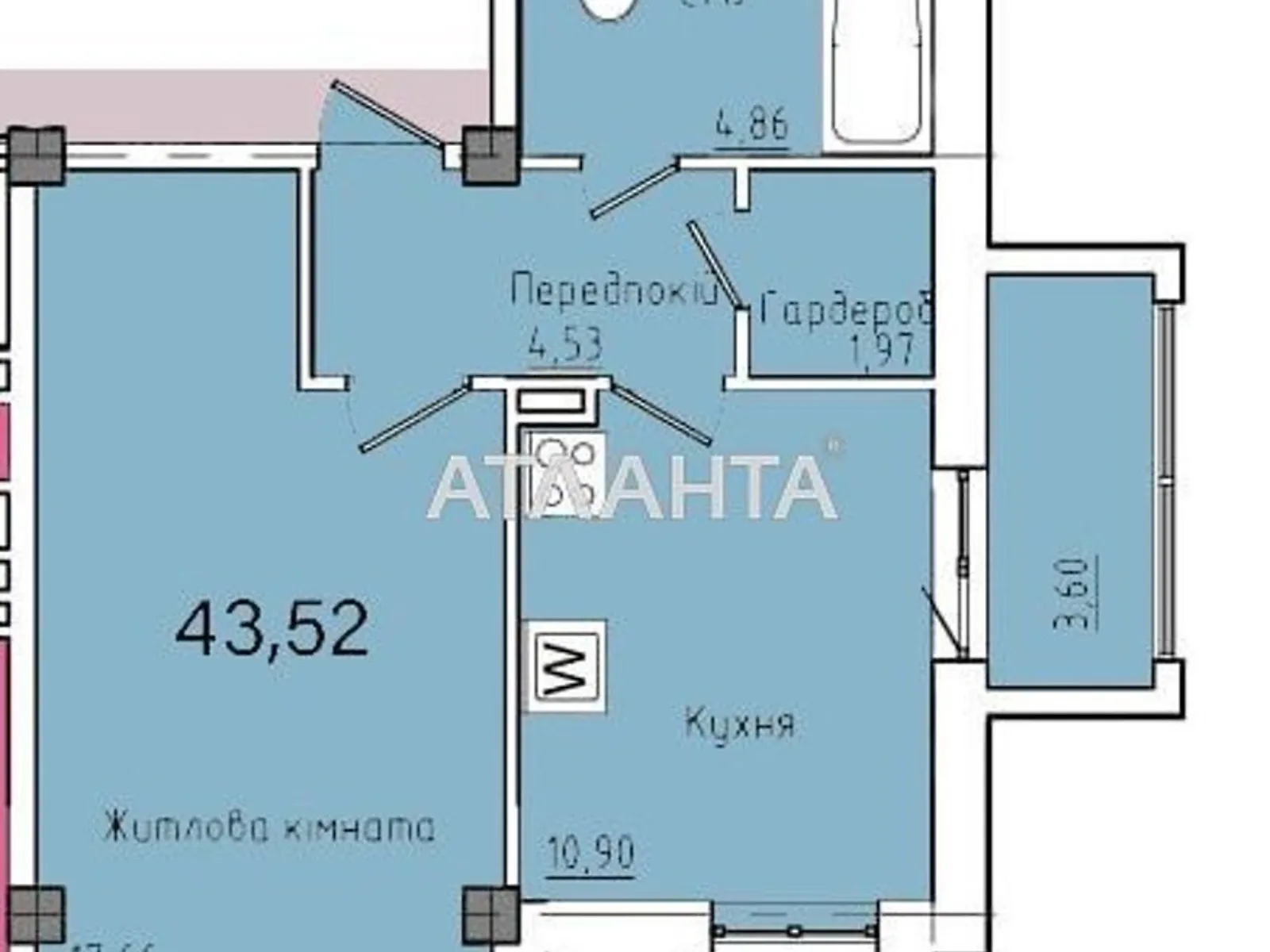 Продається 1-кімнатна квартира 44.13 кв. м у Одесі, вул. Космонавтів