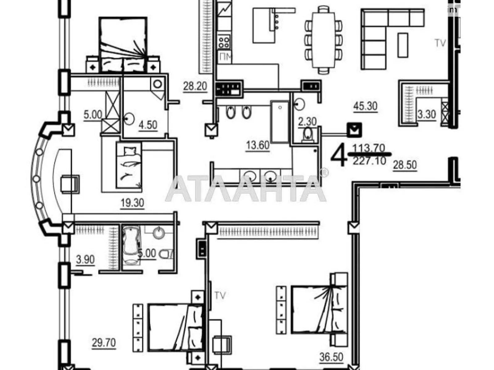 Продается 4-комнатная квартира 227.1 кв. м в Одессе, бул. Французский