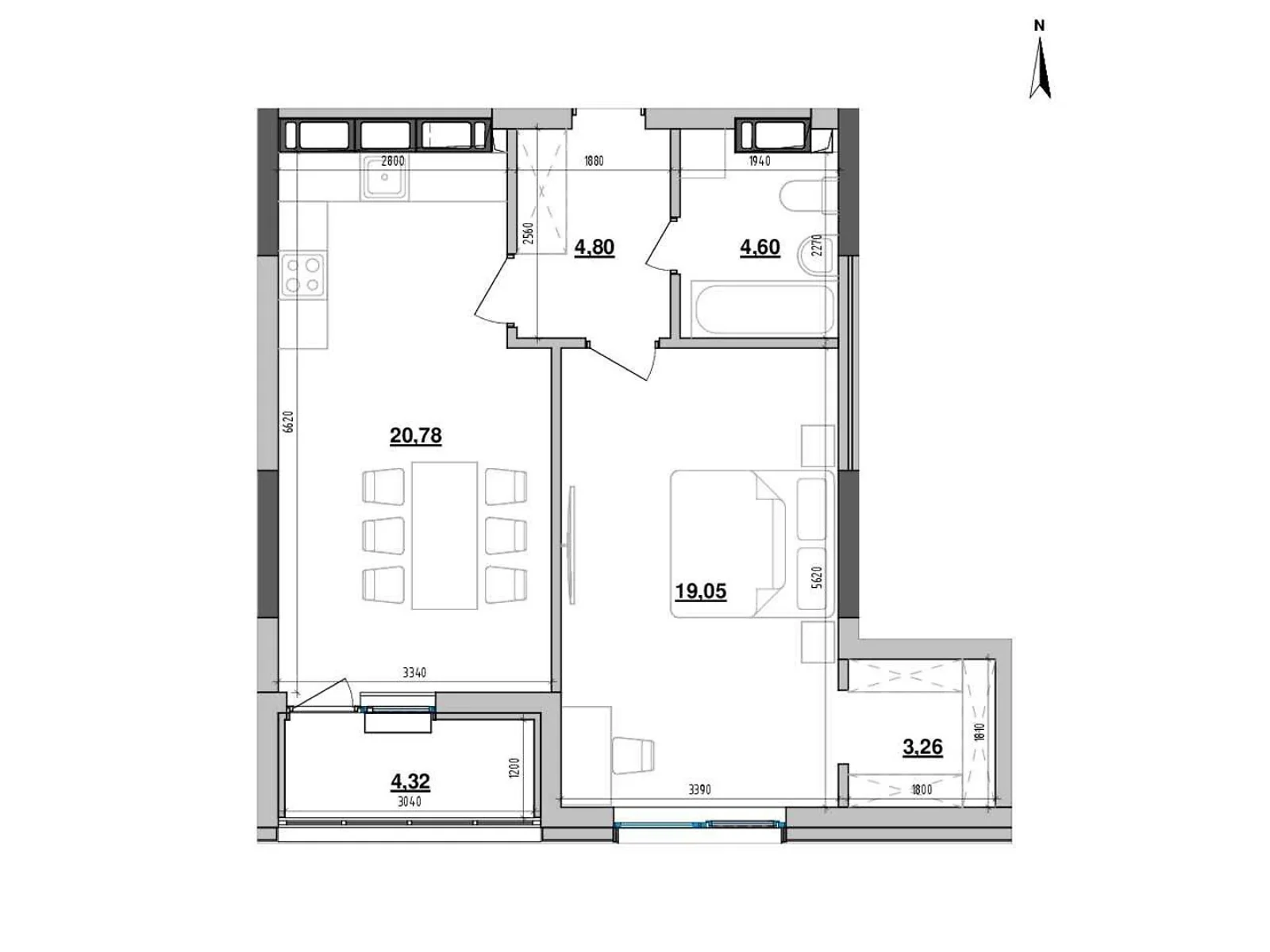 Продается 1-комнатная квартира 56.81 кв. м в Киеве, ул. Коновальца Евгения, 30