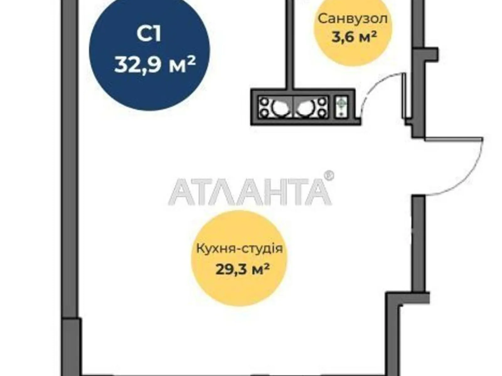 Продається 1-кімнатна квартира 33 кв. м у Одесі, вул. Паустовського