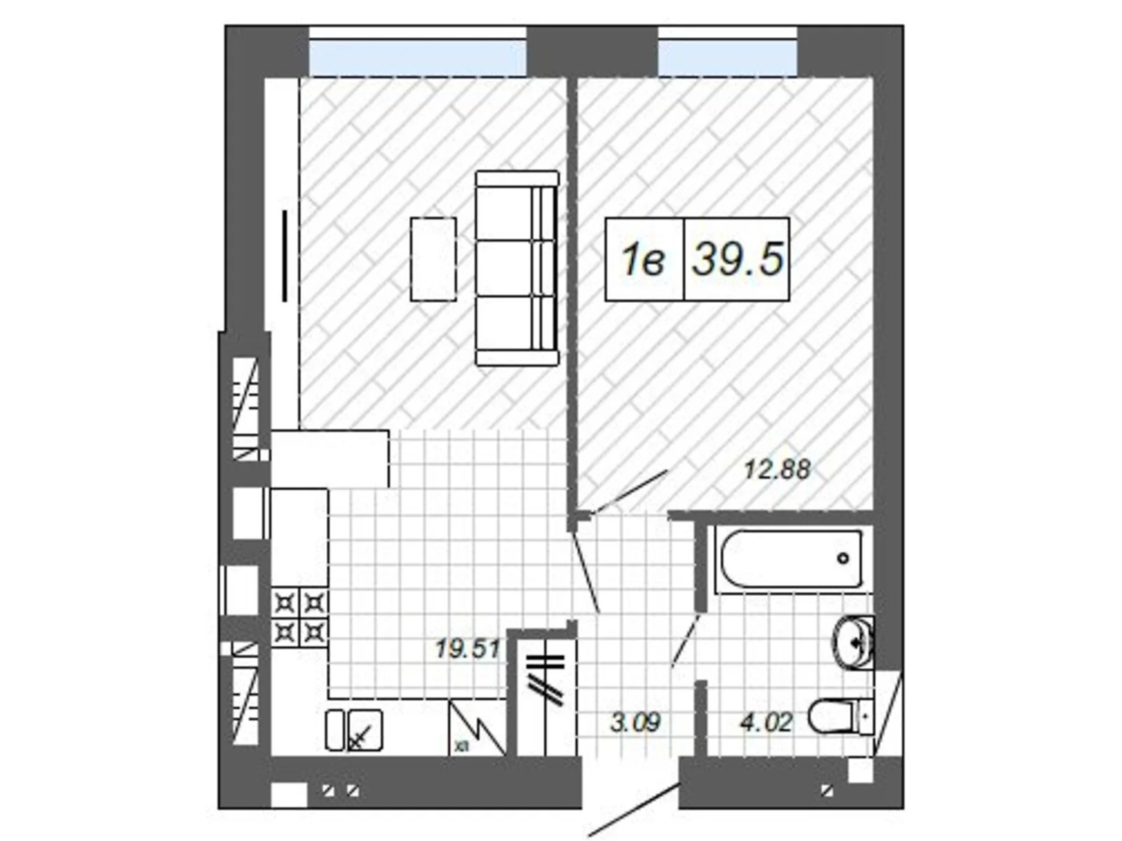 Продається 1-кімнатна квартира 39.5 кв. м у Ірпені, цена: 40488 $
