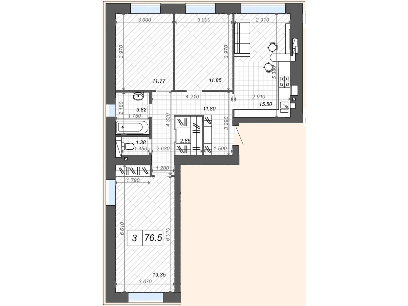 Продается 3-комнатная квартира 78.1 кв. м в Ирпене, ул. Павленко - фото 1