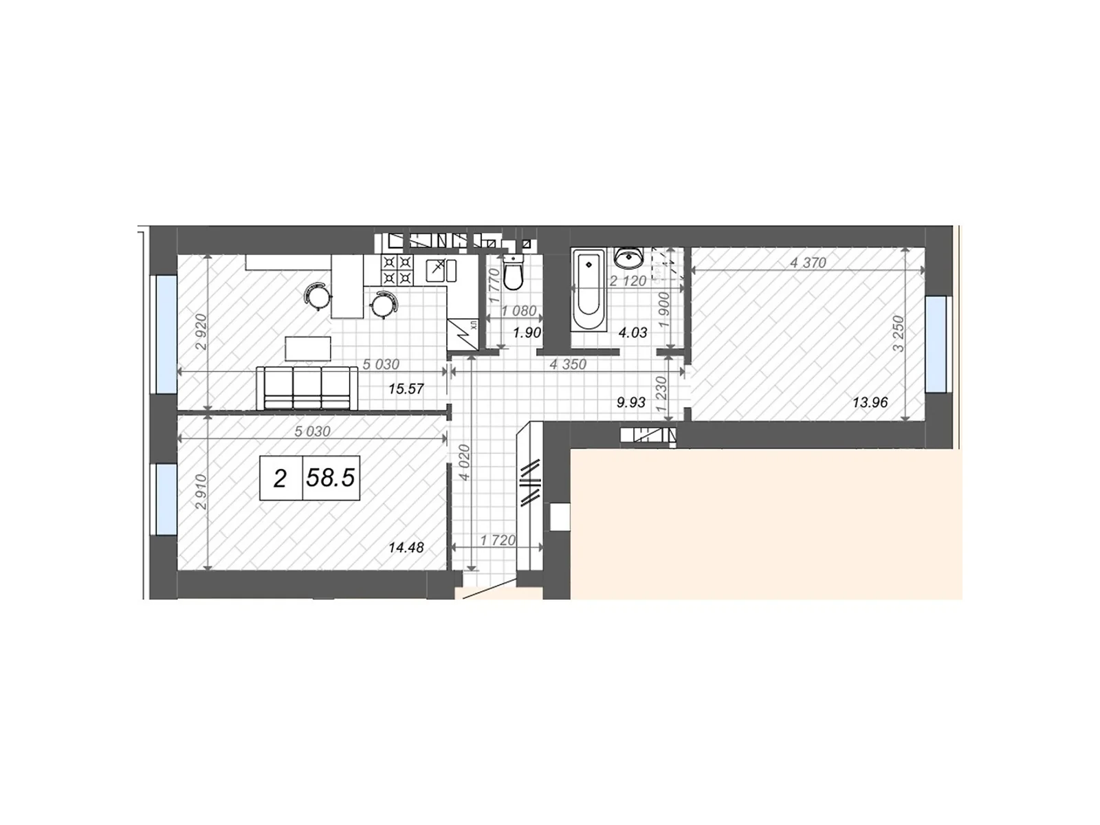 Продается 2-комнатная квартира 59.5 кв. м в Ирпене, цена: 58013 $