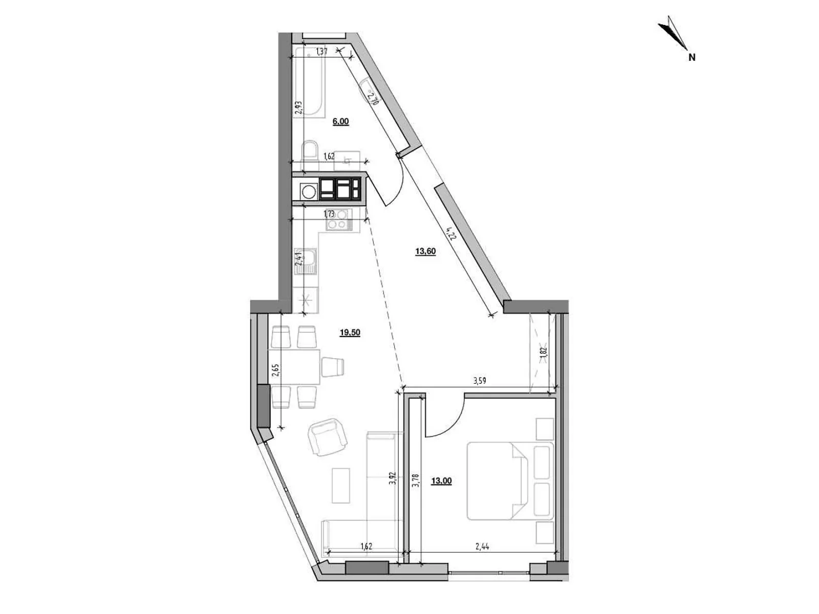 Продается 1-комнатная квартира 52.1 кв. м в Львове, ул. Ярославенко, 30 - фото 1