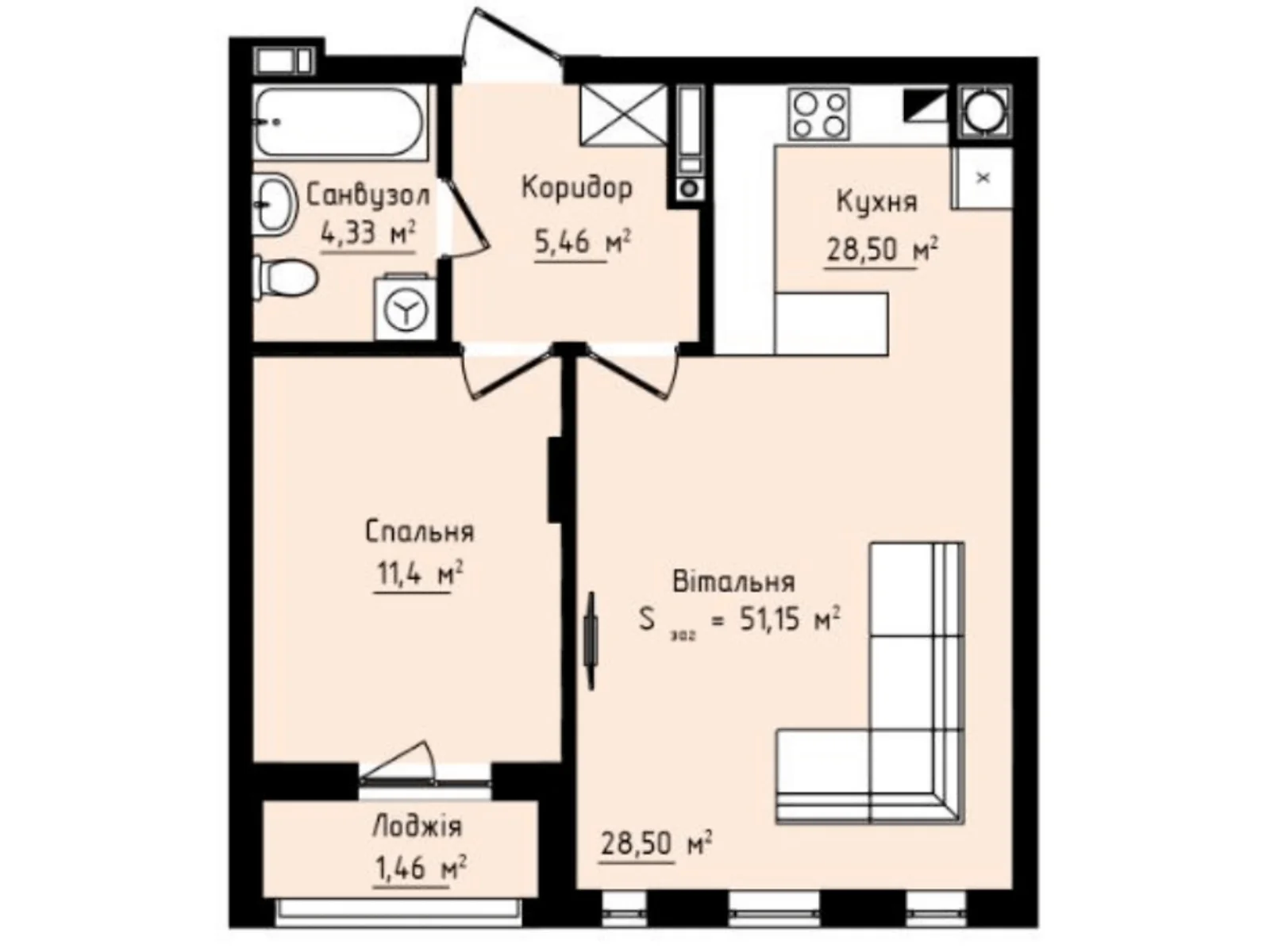 Продается 1-комнатная квартира 51.15 кв. м в Львове, ул. Героев Мариуполя(Козланюка), 17 - фото 1