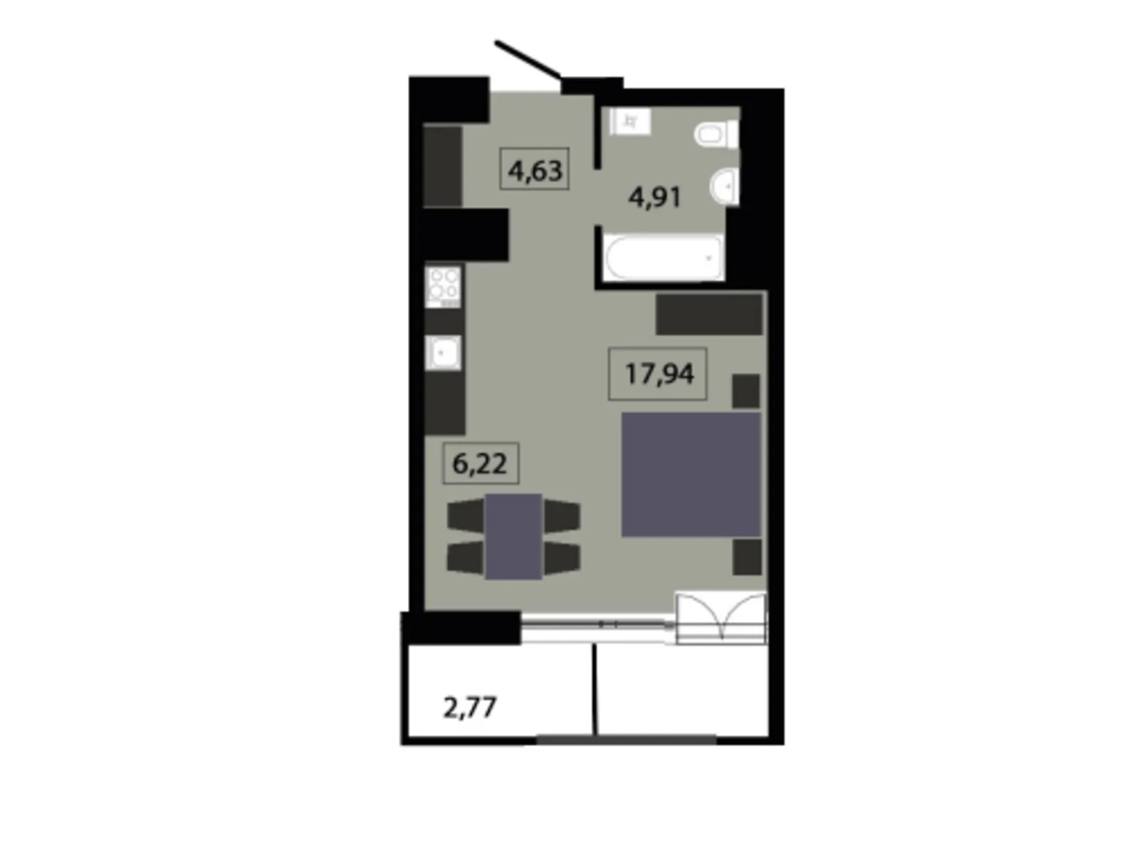 Продается 1-комнатная квартира 54.83 кв. м в Львове, ул. Раковского, 24А - фото 1