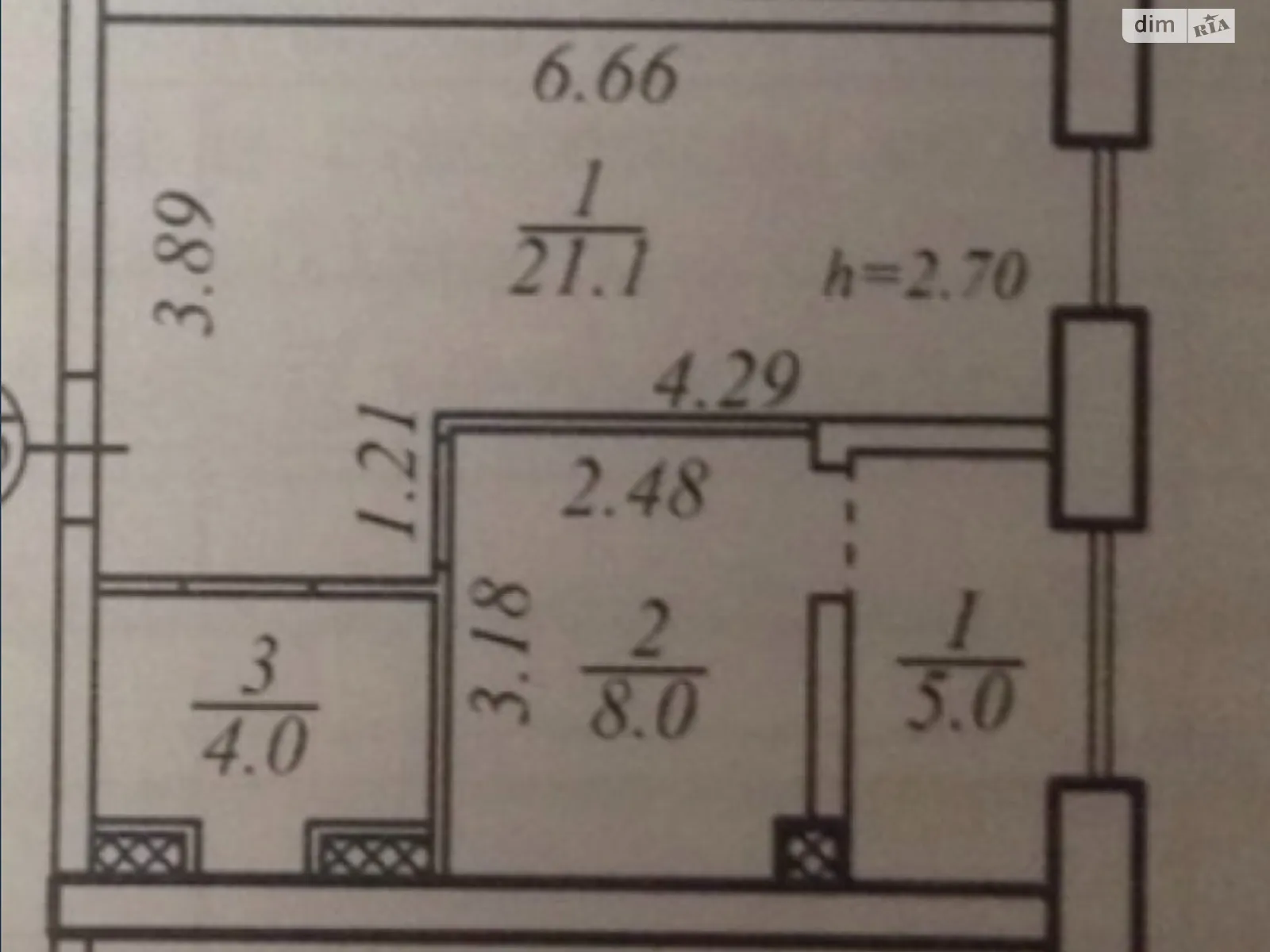 Продается 1-комнатная квартира 38 кв. м в Днепре, цена: 54000 $