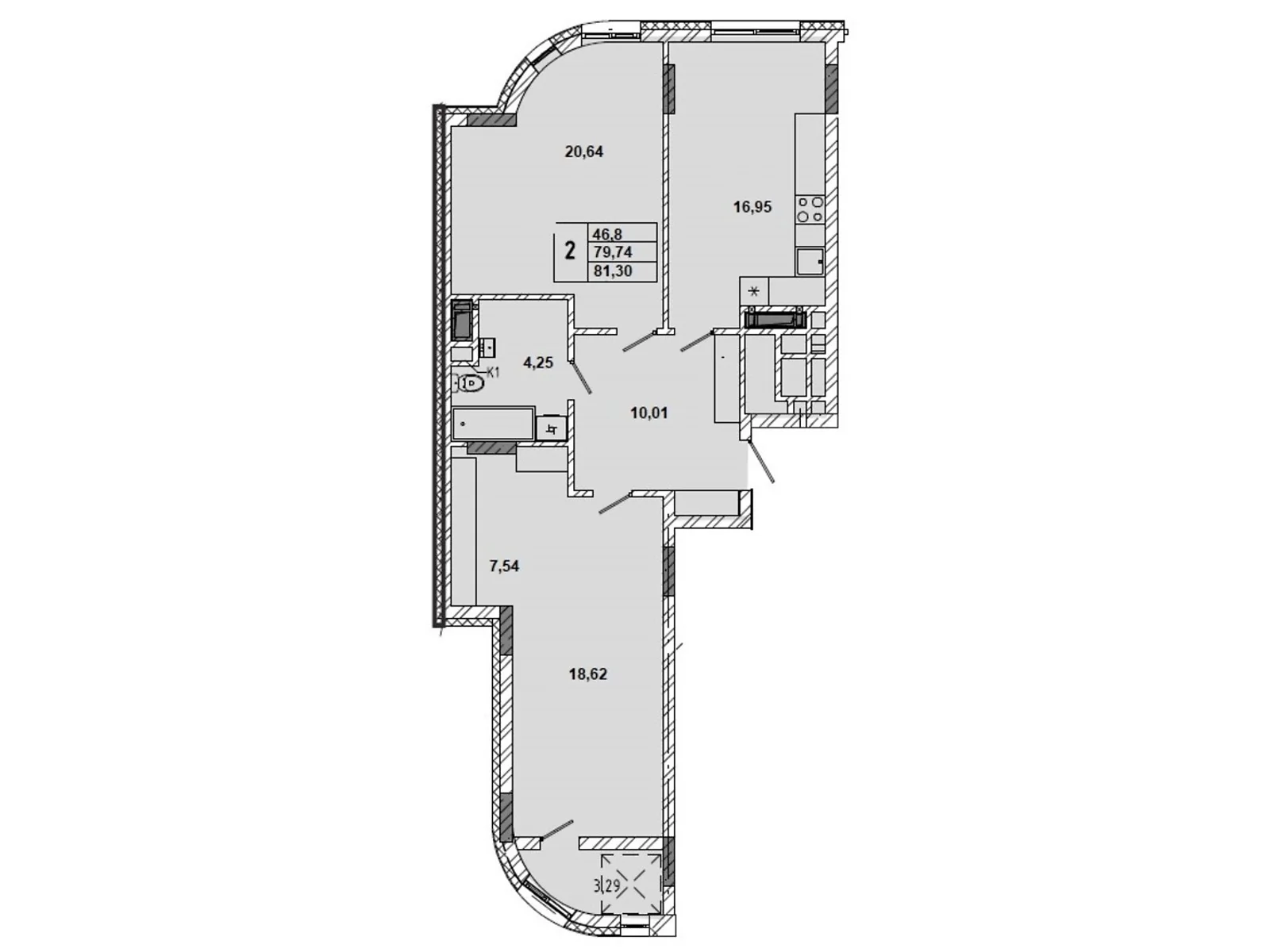 Продается 2-комнатная квартира 81.3 кв. м в Львове, ул. Миколайчука, 38 - фото 1