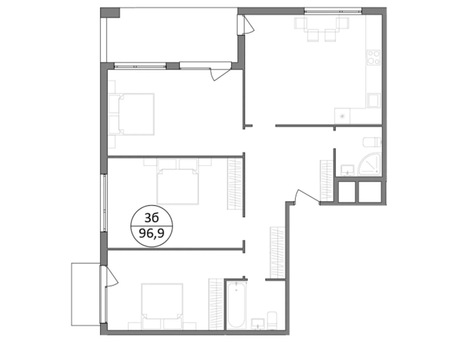 Продается 3-комнатная квартира 96.9 кв. м в Брюховичах, ул. Широкая, 22