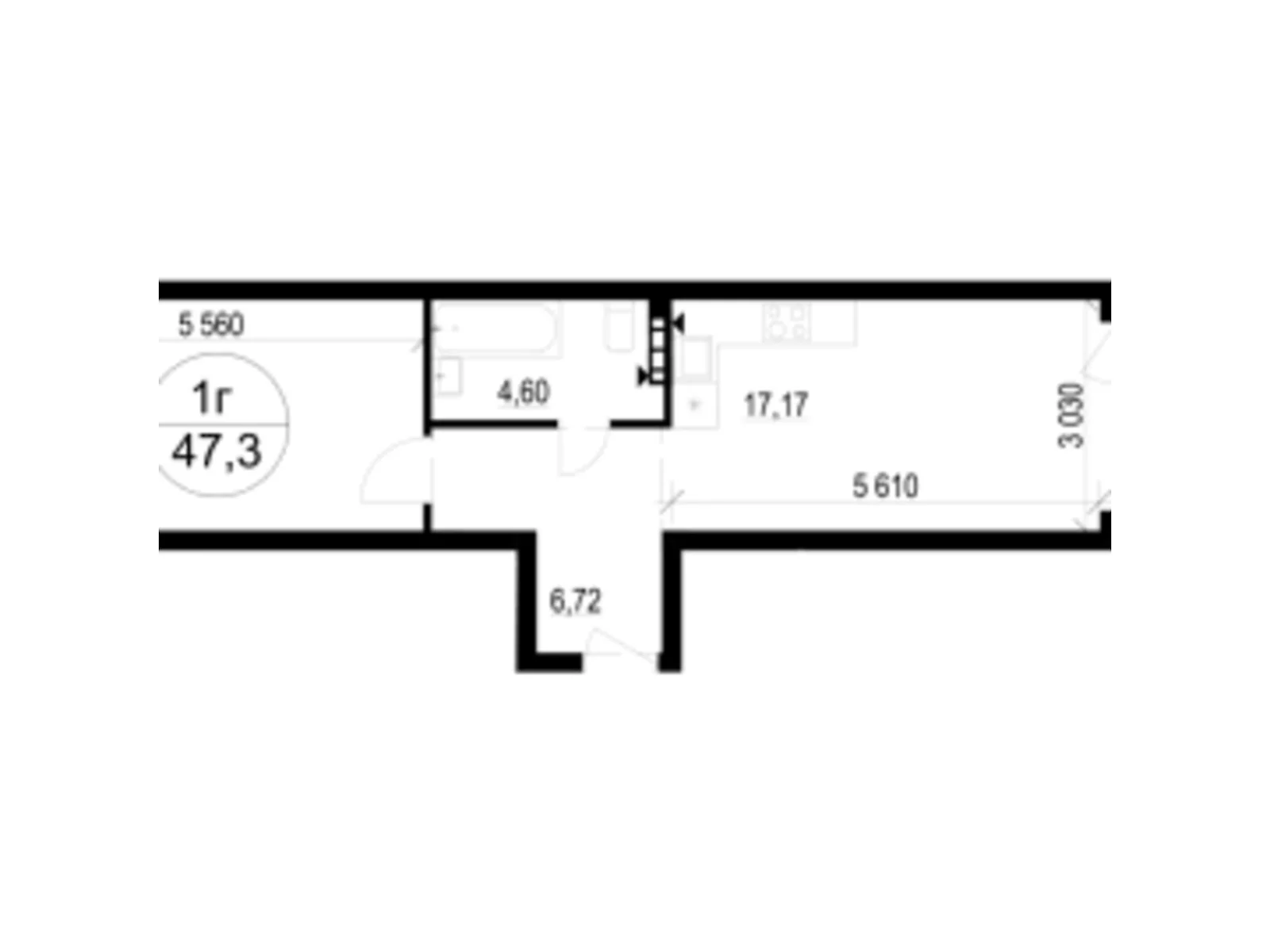 Продается 1-комнатная квартира 47.3 кв. м в Брюховичах, ул. Широкая, 22