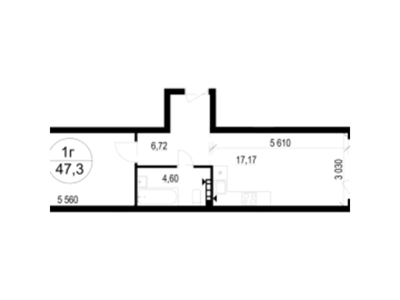 Продається 1-кімнатна квартира 47.3 кв. м у Брюховичах, вул. Широка, 22