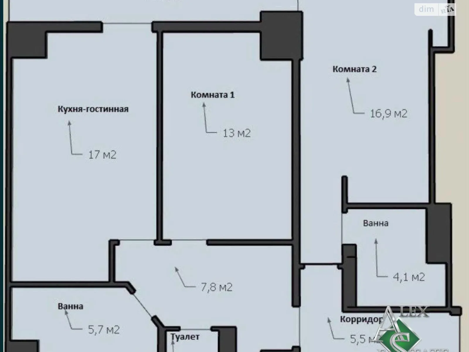 Продается 2-комнатная квартира 77.7 кв. м в Днепре, цена: 89500 $