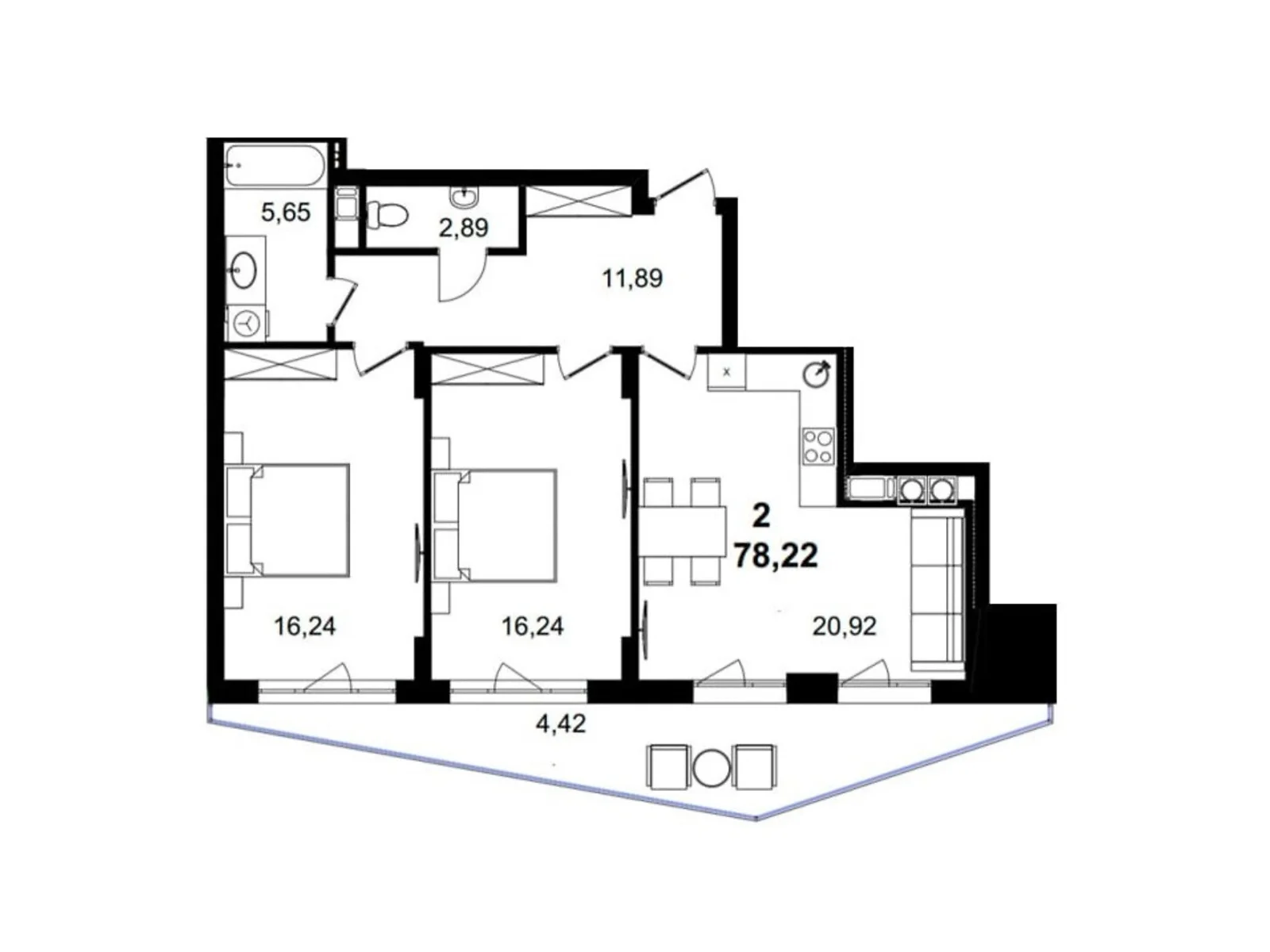 Продается 2-комнатная квартира 78.22 кв. м в Львове, ул. Пасечная, 84 - фото 1